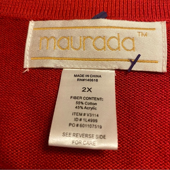 Maranda Women’s Valentine Red Heart Button Front Cardigan Sweater Plus Size 2X - Picture 9 of 10